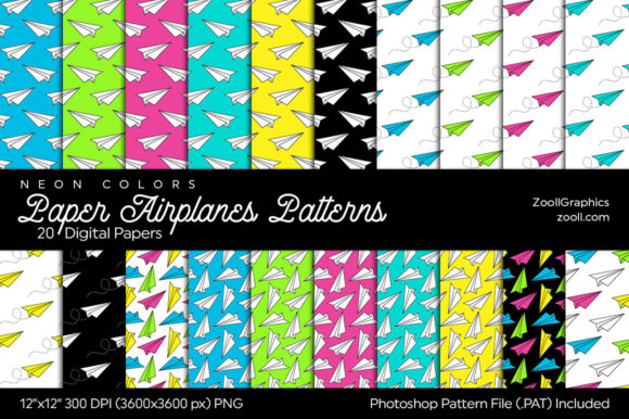 Download Paper Airplanes Digital Papers Neon - Digital paper Collection