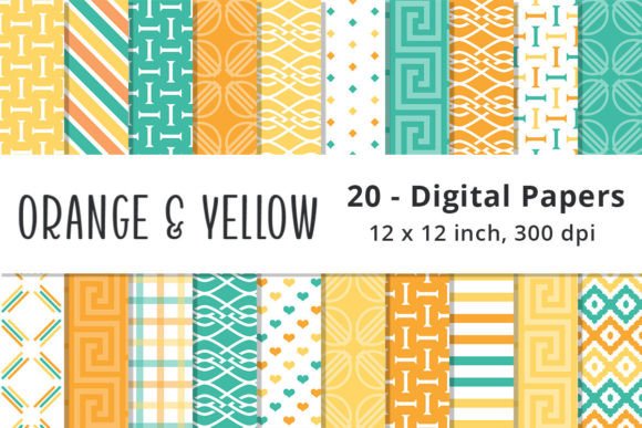 Download Orange, Mint, and Yellow Digital Papers - Digital paper Collection
