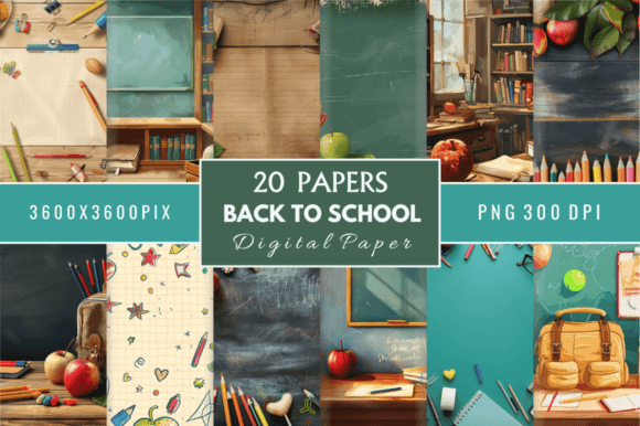 Download Back to School Digital Paper Bundle - Digital paper Collection