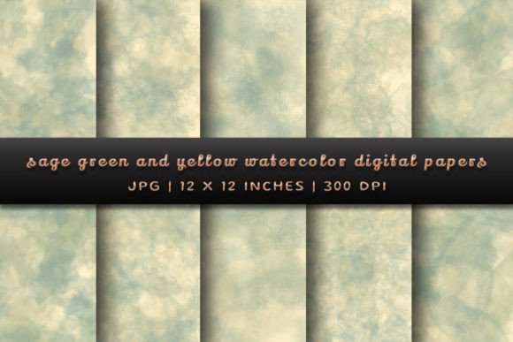 Download Sage Green and Yellow Digital Papers - Digital paper Collection