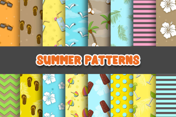 Download Summer Digital Papers Patterns - Digital paper Collection