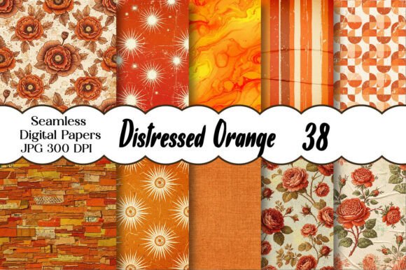 Download Distressed Orange Digital Paper - Digital paper Collection