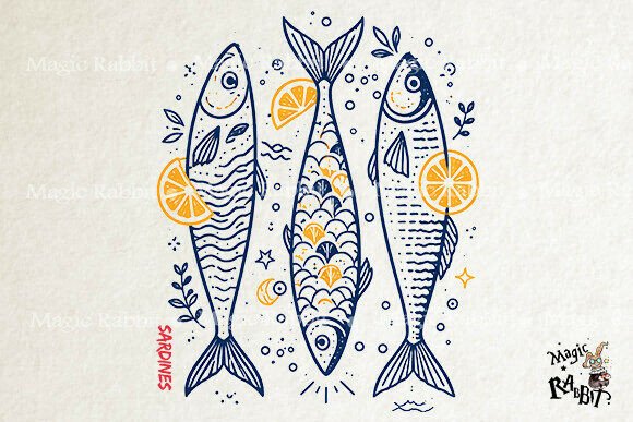 Download Sardines Vintage Fish Lemon PNG - Lemon Collection