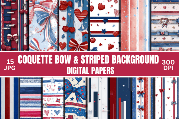 Download Coquette Bow &amp; Striped Background Bundle - Striped Collection