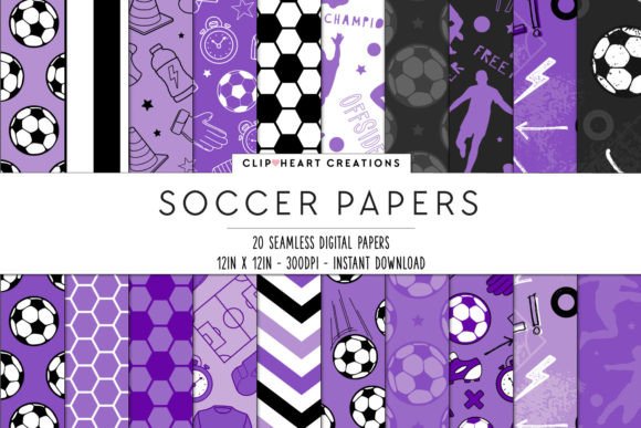Download Purple Soccer Seamless Digital Papers - Digital paper Collection