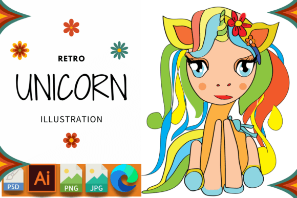 Download RETRO UNICORN ILLUSTRATION - Unicorn Collection