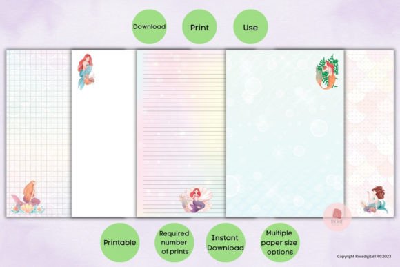 Download Printable Stationery Papers Mermaid - Printable Collection