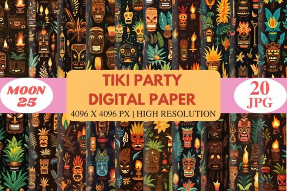 Download Tiki Party Digital Paper - Digital paper Collection