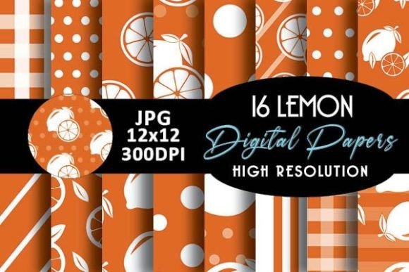 Download Orange Lemon Digital Papers Patterns - Digital paper Collection