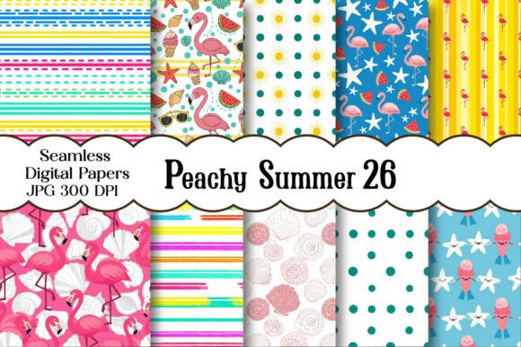 Download Peachy Summer Digital Papers - Digital paper Collection