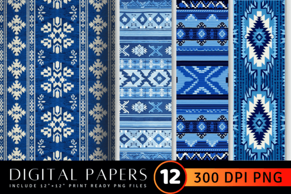 Download Aztec Knitted Blue Fabric Digital Paper - Digital paper Collection