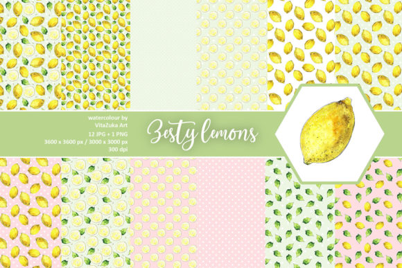Download Watercolor Lemon Digital Papers - Digital paper Collection