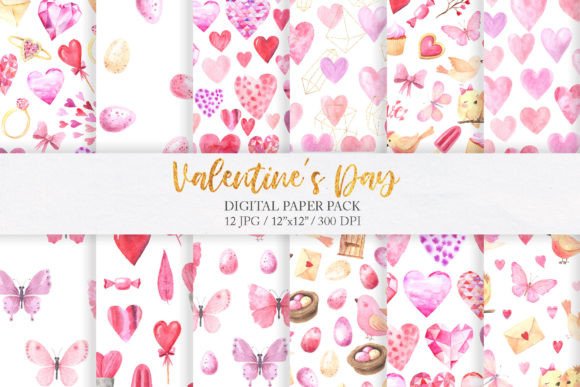 Download Valentine Day Pink Digital Papers Pack - Digital paper Collection