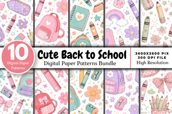 Download Cute Back to School Digital Paper Bundle - Digital paper Collection